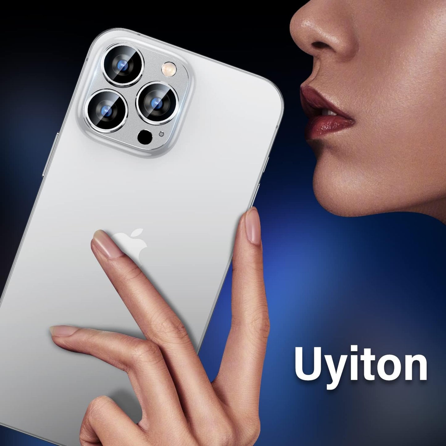 Uyiton for iPhone 14 Pro/iPhone 14 Pro Max Camera Lens Protector, [Drop Protection] 9H Tempered Glass Camera Cover Screen Metal Ring Case Friendly Scratch Resistant Easy to Install Silver