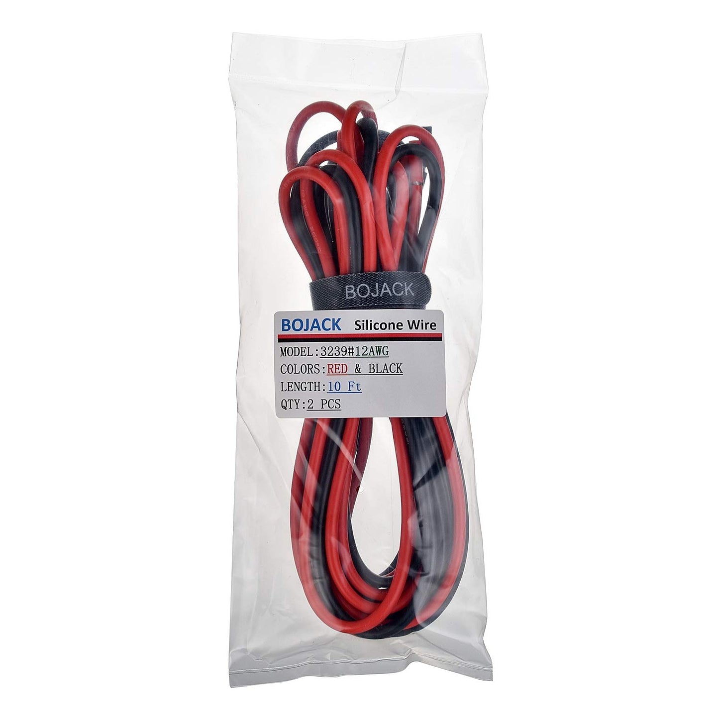 BOJACK 12 Gauge Silicone Wire 10 feet red and 10 feet Black Flexible 12 AWG Stranded Copper Wire(Pack of 1 Pair)