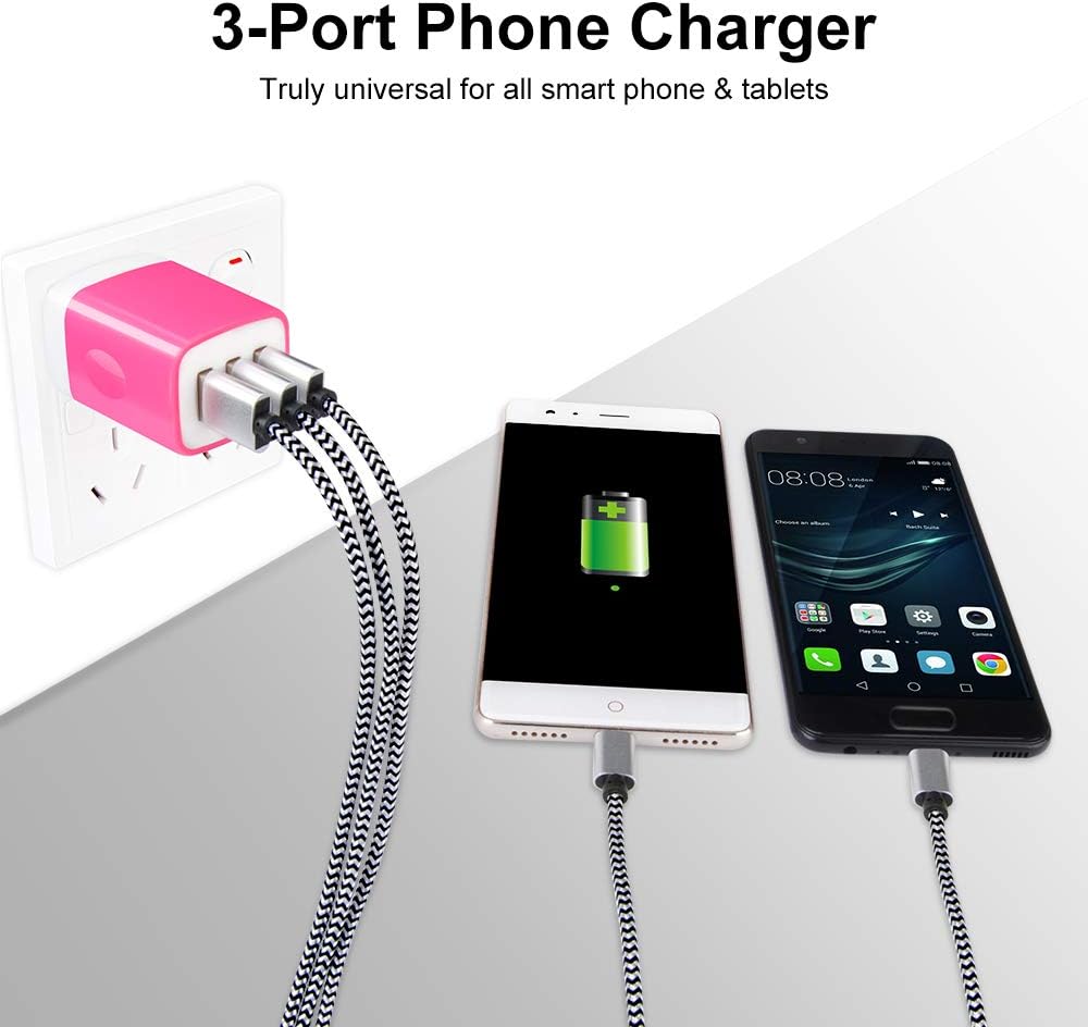Wall Charger Adapter,USB Cubes,3Pack Universal Travel 3.1A 3 Muti Port Plug Charging Block Compatible with iPhone 16,15,14,13,12,11,SE,X,Plus,Samsung GalaxyS24,S23,S22,S21,S20 Plus,LG