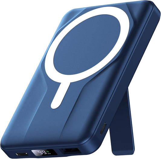 Azmuth Wireless Portable Charger with Stand, Slim 10000mAh Magnetic Power Bank for Magsafe, 22.5W Fast Charging Battery Pack with Digital Display Compatible with iPhone 16/15/14/13/12 Series