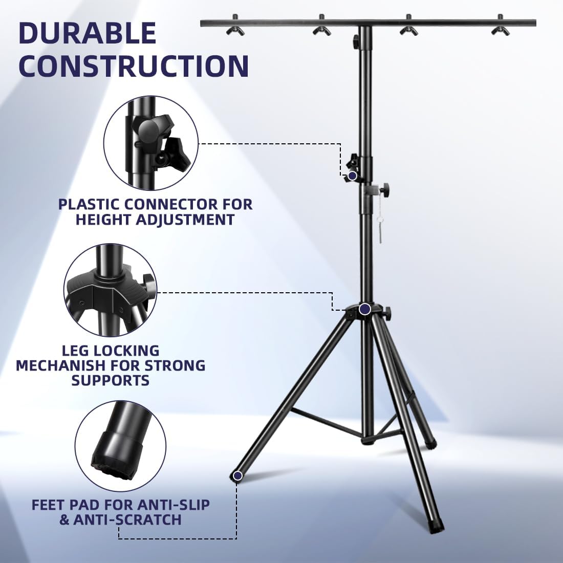 DJ Lights Stand, Heavy Duty DJ Stand 1 Pack, Portable Par Can Tripod Stage Light Stand Adjustable Height 41-95 Inch, DJ Lighting T Bar Suitable for Stages, Bar, Banquet, Party