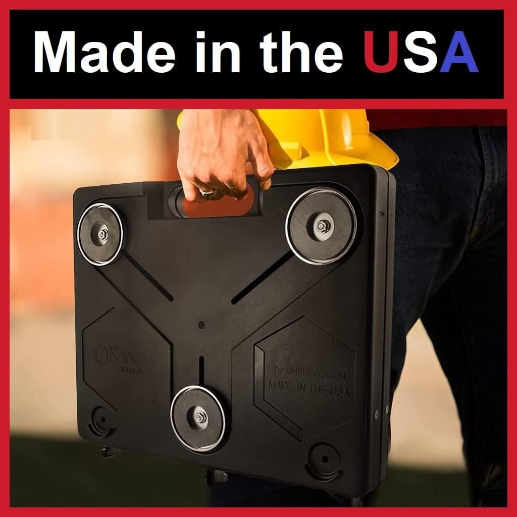 The OmniShelf Portable Workstation, Magnetic Toolbox, Laptop Stand w/ 50 lb Capacity, Hands Free Workstation, Attach to HVAC, Trucks, Walls, Poles etc. (Model # OSO1 - Magnets)