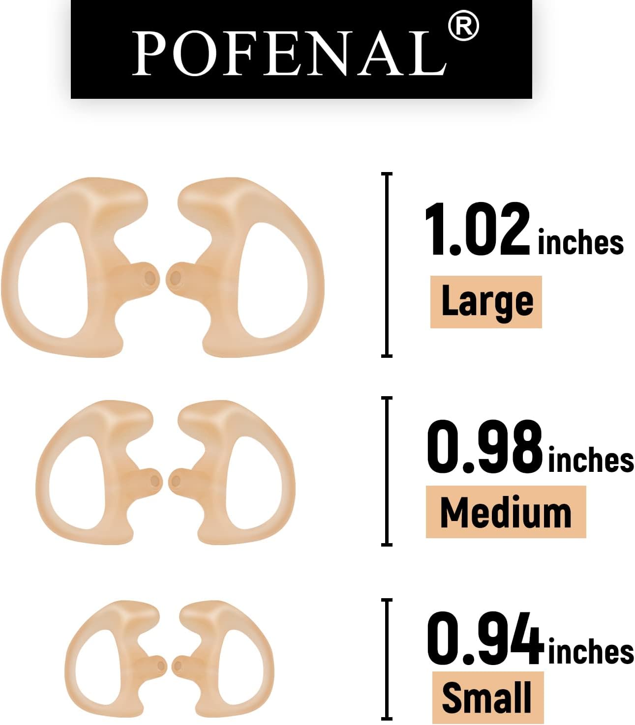 Silicone Replacement Earmold for Motorola/Baofeng/Retavis Radios - Police Walkie Talkie & Law Enforcement Soft Earpiece Inserts (8 Pair, Flesh - 2L/4M/2S)