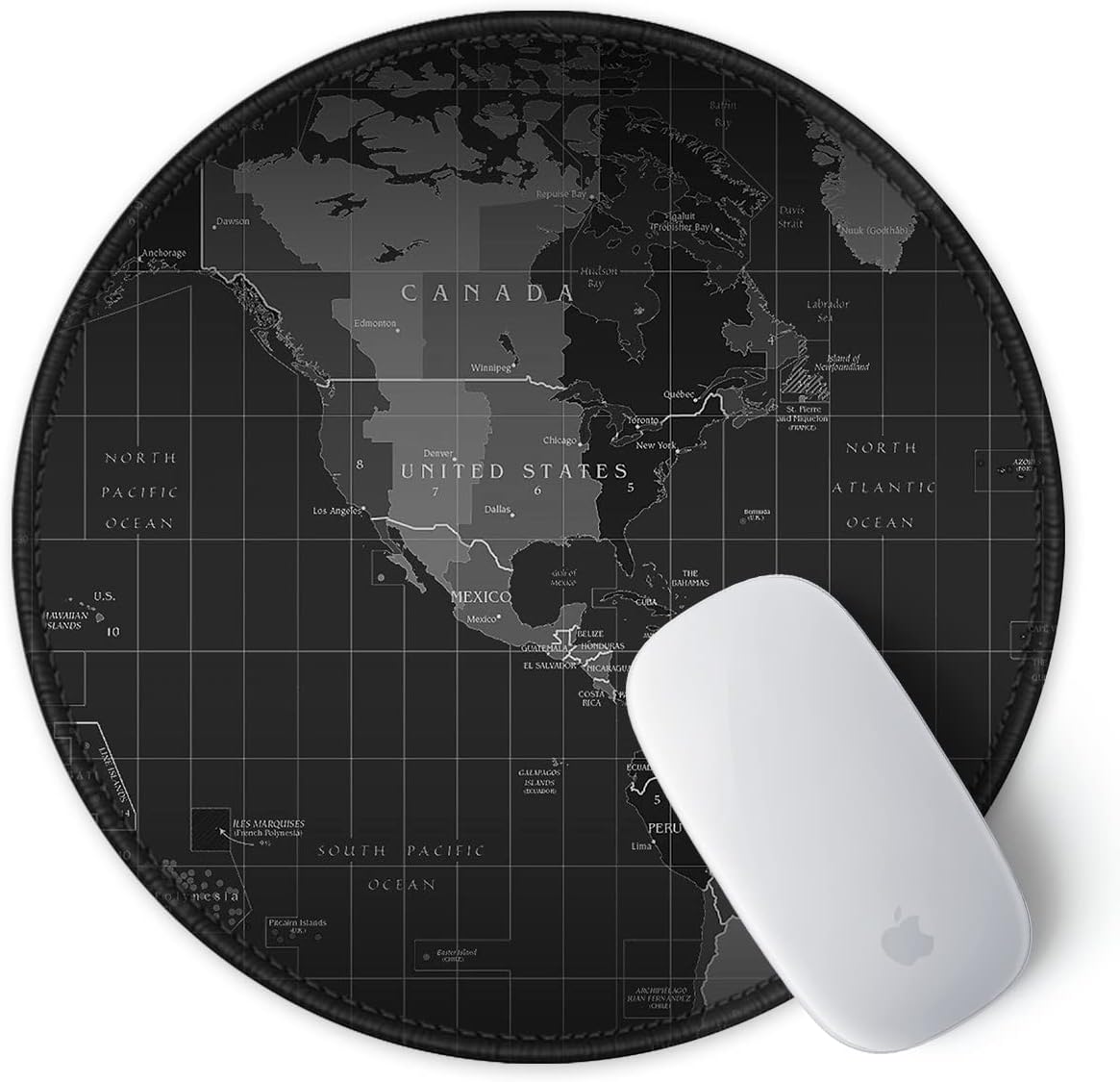 ITNRSIIET Round Mouse Pad with Stitched Edge Premium-Textured Waterproof Non-Slip Rubber Base Desktop Protection Mat Diameter 8.7 inches, Map