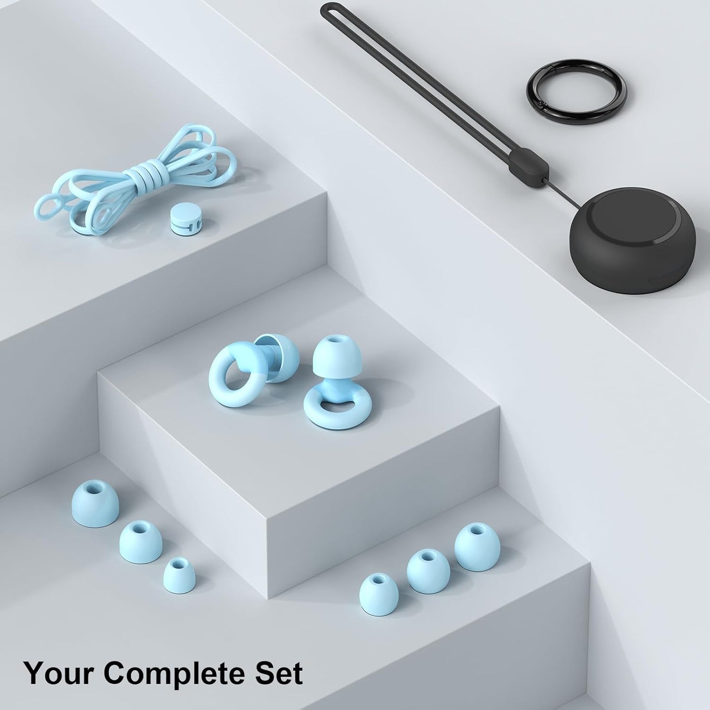 Soft Silicone Earplugs for Sleeping & Noise Reduction - 7 Pairs Ear Tips & One Connection Cord - Reusable Hearing Protection for Concert, Work & Sound Reduction 25dB-30db