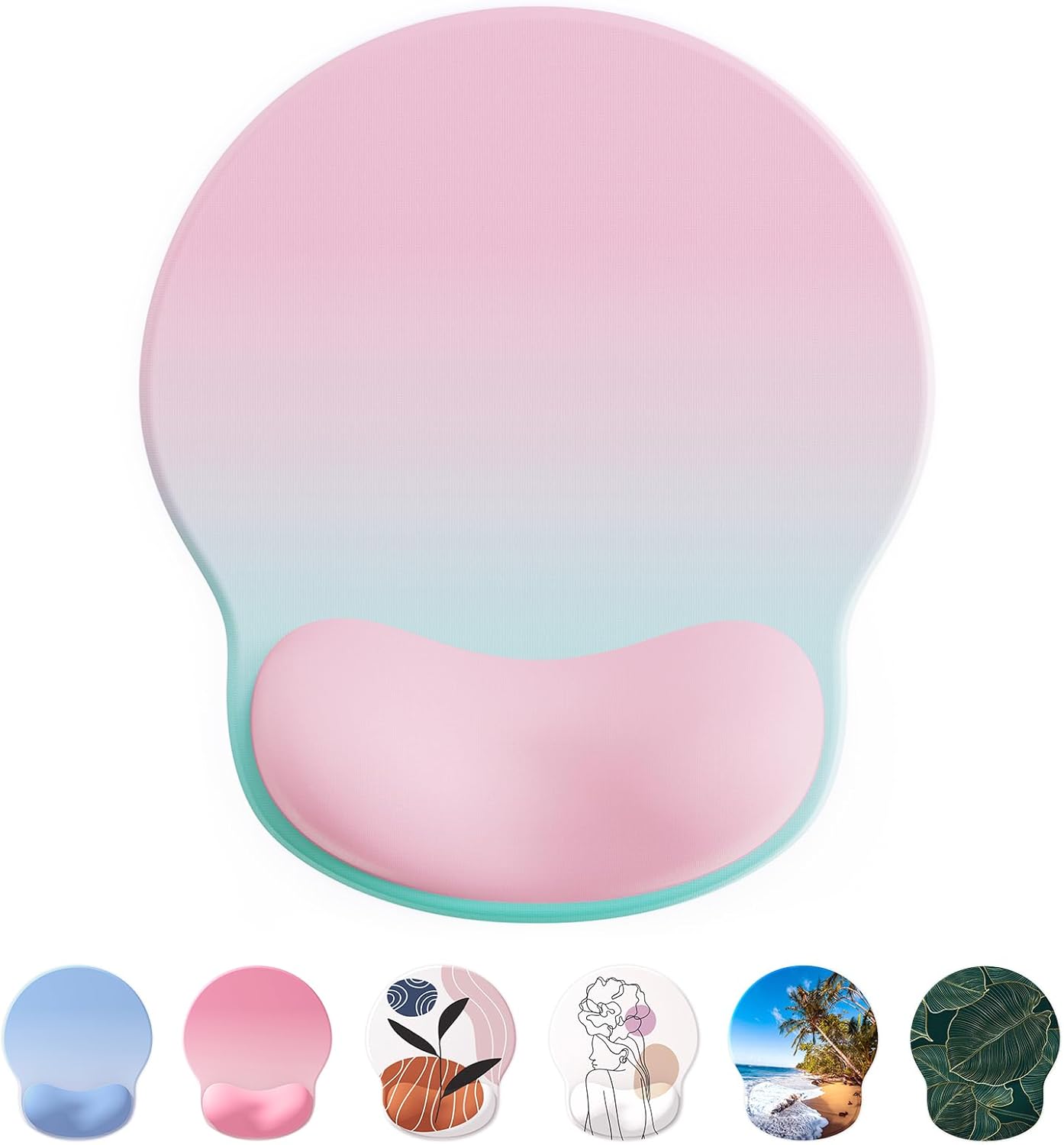 Ergonomic Mouse Pad Wrist Support, Comfortable Mouse Pad Wrist Rest, Relieve Wrist Pain Gel Mouse pad, Non-Slip Rubber Base Mousepad for Laptop, Computer(Gradient Pink Green)