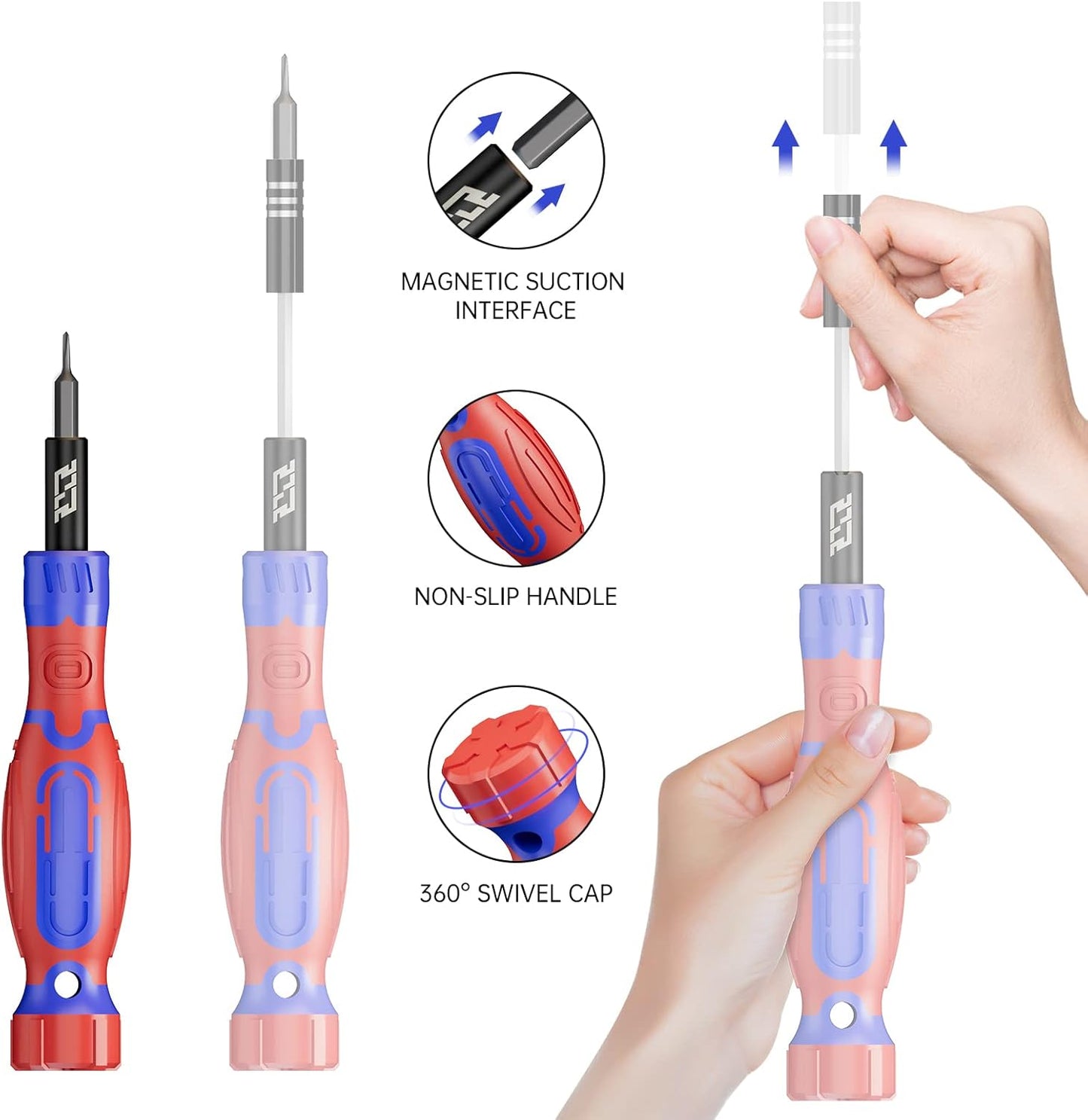 JAKEMY Precision Screwdriver Set, 33 in 1 Screwdriver Set Magnetic Driver Kit Laptop Repair Kit with Torx Screwdriver Bit Set Extension Shaft Tweezers for Electronics PS5, Watch, Jewelry, Glasses, Toy
