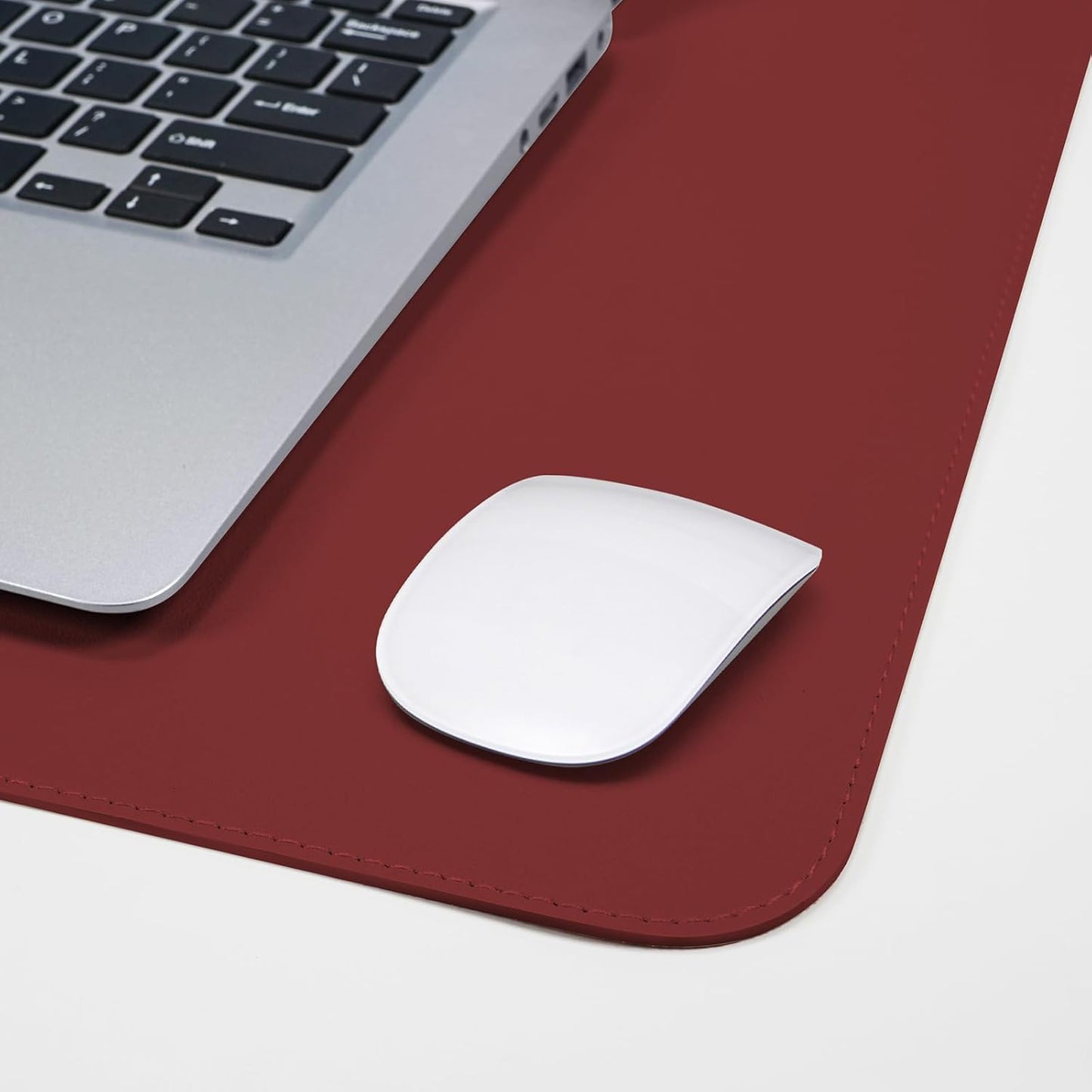 AFIING Leather Desk pad Protector, Large Desk mat with Natural Cork & PU Leather,Mouse pad,Non-Slip Office Desk Mat,Waterproof Desk Writing Pad for Office and Home (23.6in*13in, Red)