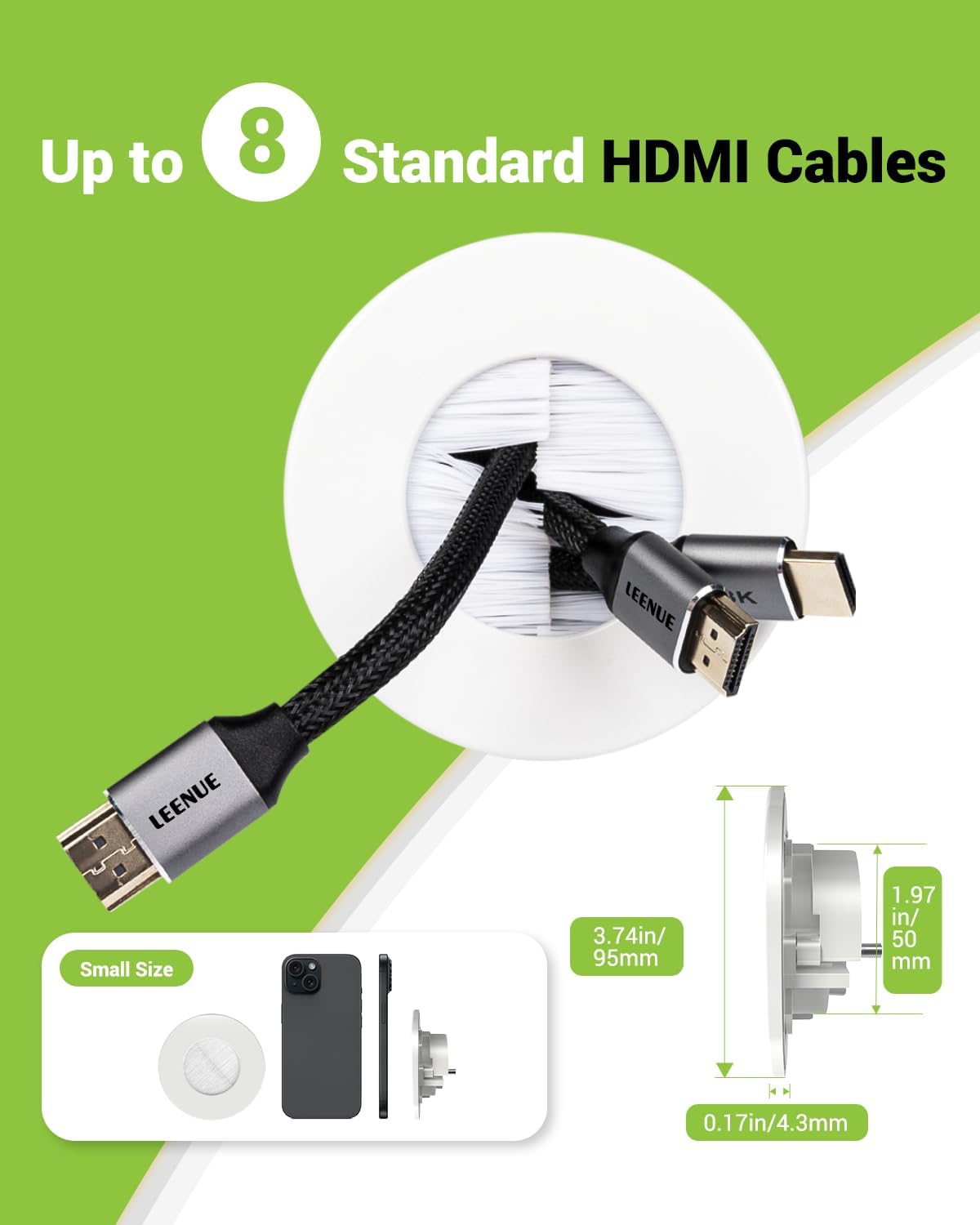 in Wall Cable Management Kit for Wall Mounted TV, Slim Round Wall Cable Pass Through with Hole Saw Drill Attachment for Easy Installation, White 2-Pack