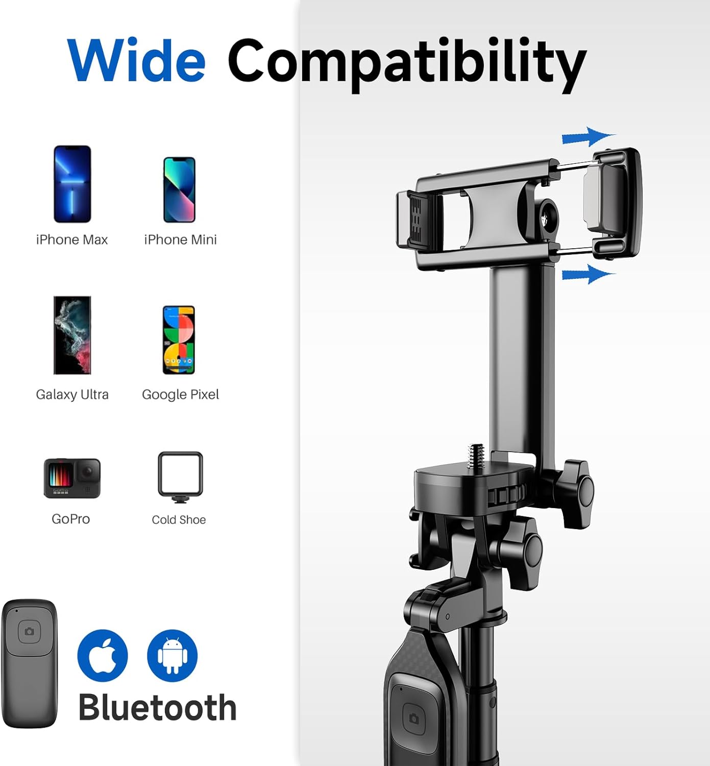 Tripod for iPhone, Selfie Stick for iPhone with Remote, Phone Tripod for Recording, Compatible with All Cell Phone and Camera X70 (80")
