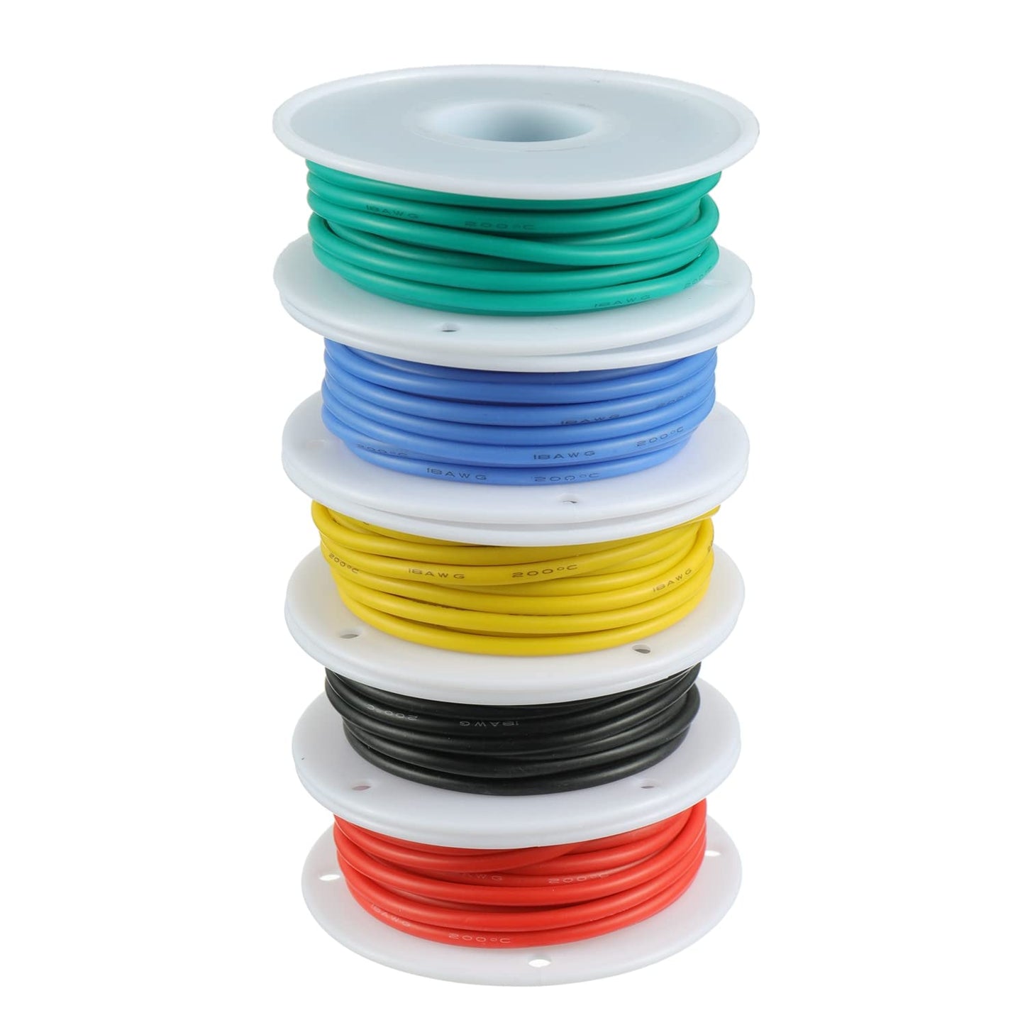 BOJACK 18 AWG Flexible Silicone Wire Electric Wire Hook up Wire Kit 300V Cables with Plus 20 φ3mm Heat Shrink Tubings and a Mini Wire Stripper(5 Colors 16.4Ft Each Color, 18AWG)