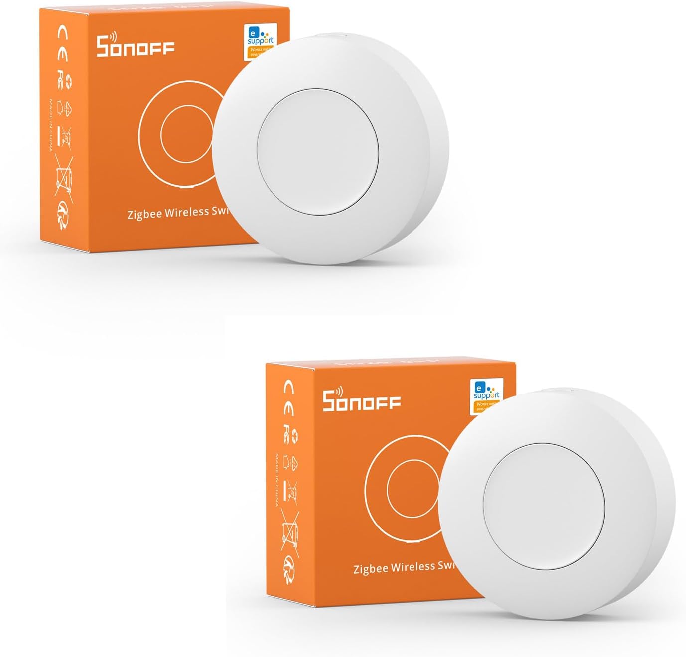 SONOFF Zigbee Switch, SNZB-01P Wireless Push Button, Supports to Create Smart Scenes, Trigger The Connected Devices on eWelink APP with Three Control Options, SONOFF ZigBee Bridge Required, 2Pack