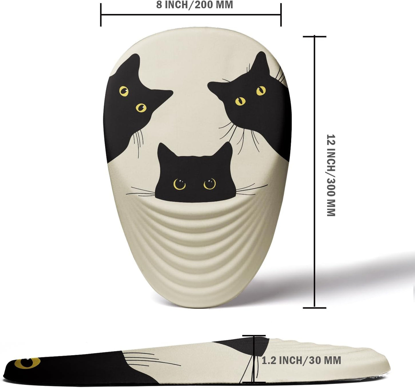 Mouse Pad, Ergonomic Mouse Pad with Wrist Rest Support and Non-Slip PU Base, Cute Computer Mousepad for Pain Relief, Office & Home, Beige Three Cats