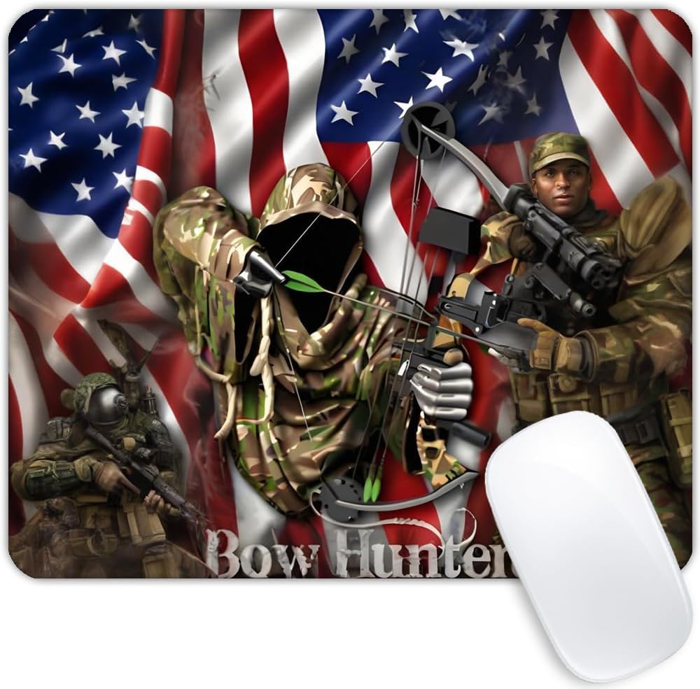 Bow Hunter American Flag Camo Mouse pad Customized Mousepad Non-Slip Rubber Base Mouse Pads for Computers Laptop Office Desk Accessories Mouse pad