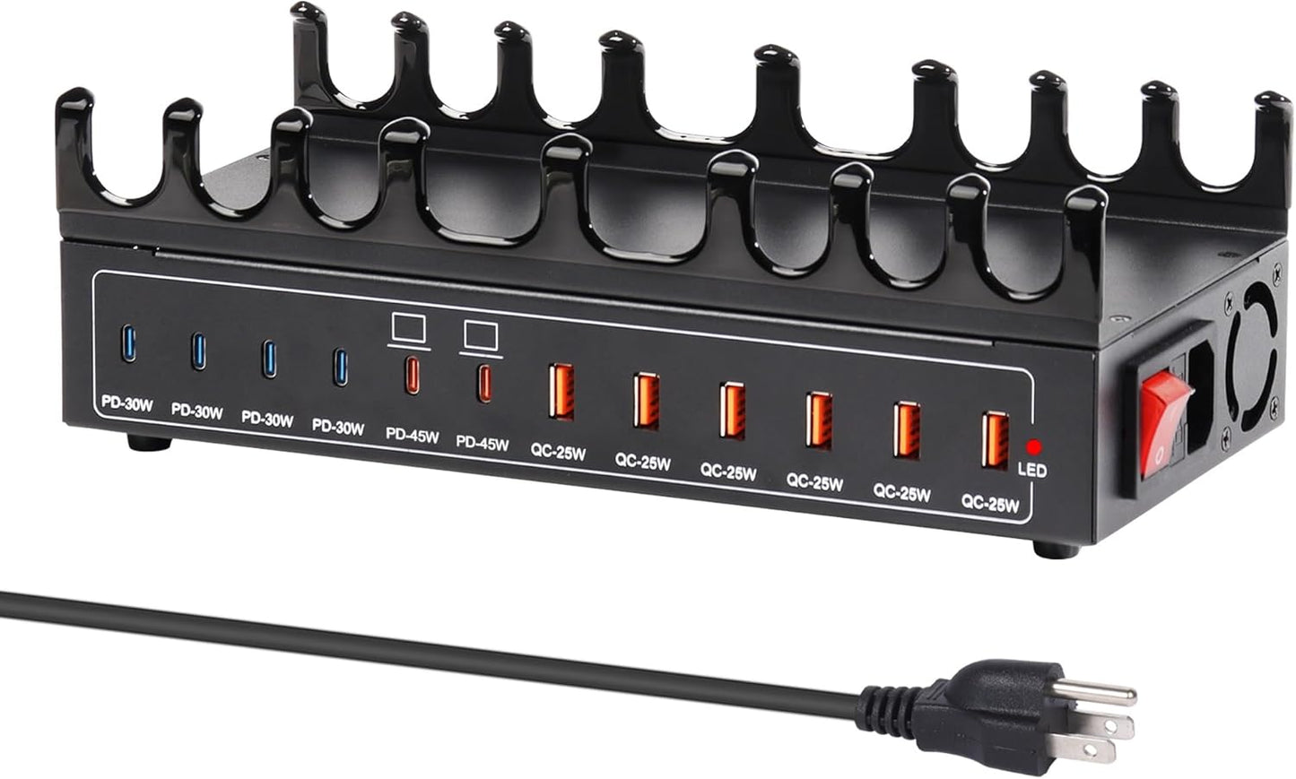 360W Charging Station for Multiple Devices, 12-Port USB C Charging Station with Double 45W PD PPS Port, Multi Device Fast Charger Dock for MacBook Pro Laptop, iPhone, iPad, Tablet, Android Cell Phone