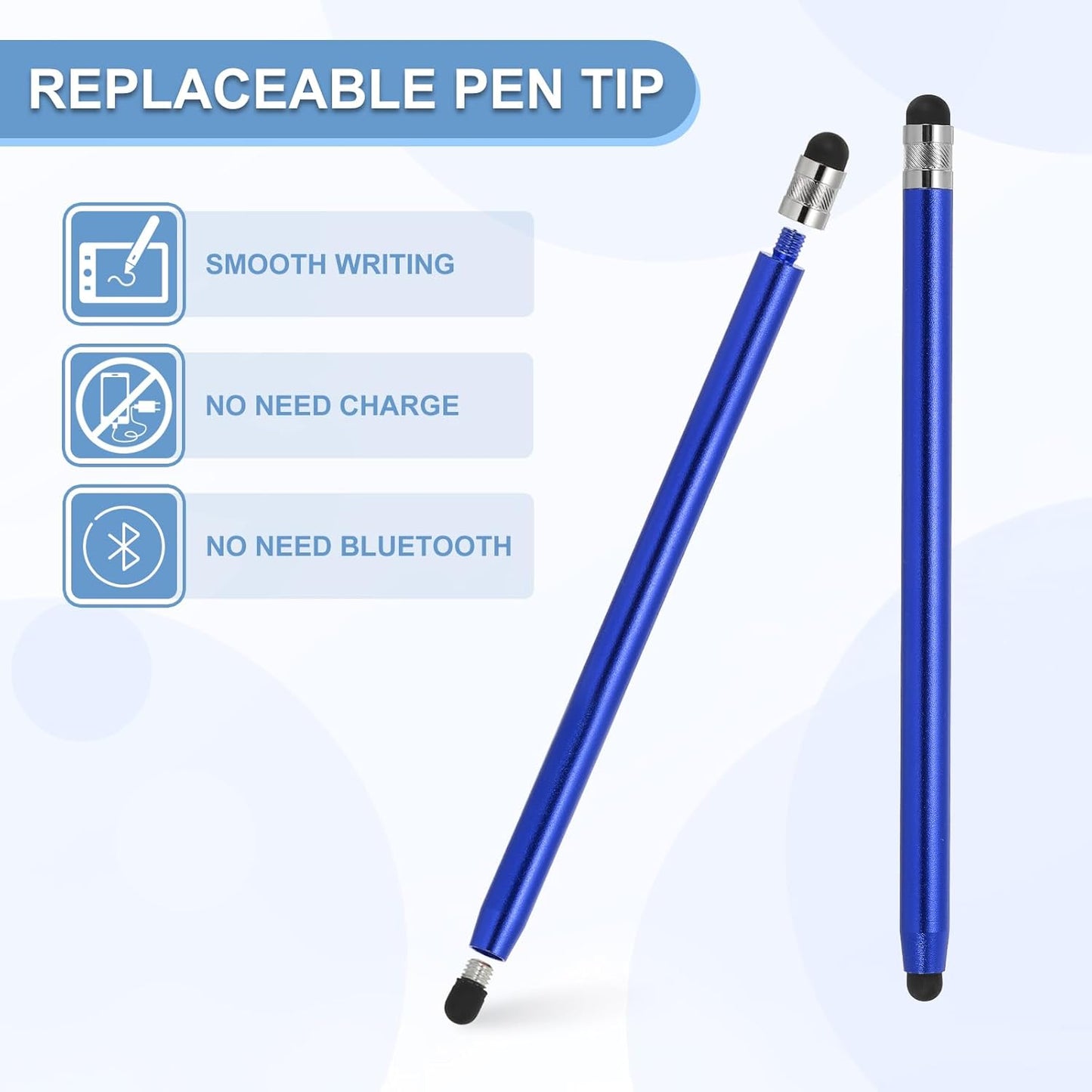PATIKIL 5 Pcs Stylus Pens for Touch Screen, 2 in 1 High Sensitivity Universal Pen Capacitive Stylus for Phone Tablets Laptop Touch Screen Devices, Blue
