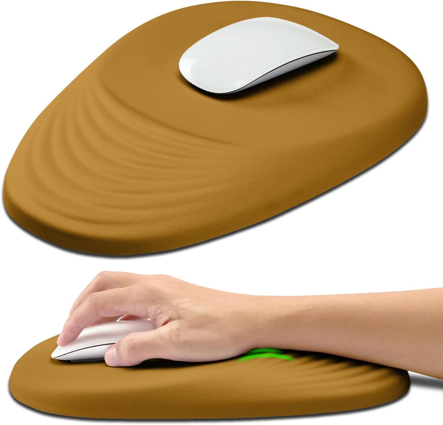 Hokafenle Ergonomic Mouse Pad Wrist Support with Stepped-Wedge Design, Wrist Rest Pain Relief Mousepad Filled with Memory Foam, Carpal Tunnel Mousepad for Wireless Mouse(12x8 inch,Goldenrod)