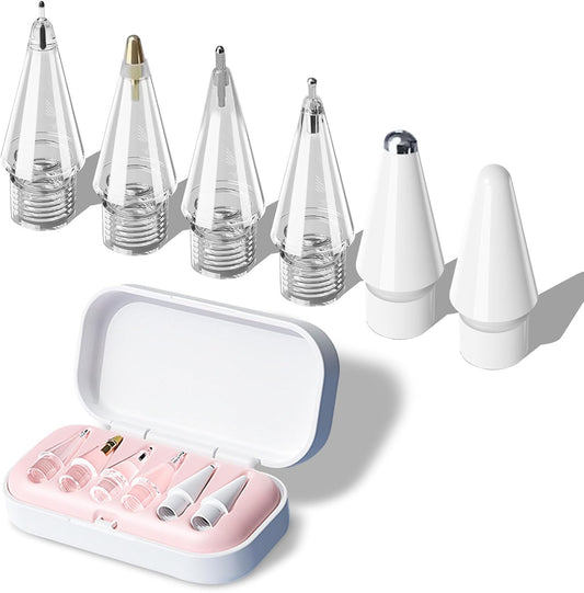 Replacement Tips for Apple Pencil Pro (1st/2nd Gen & USB-C), Upgraded iPad Pen Tips with Carrying Case, Precise Stylus Accessories - 6 Pack, Pink