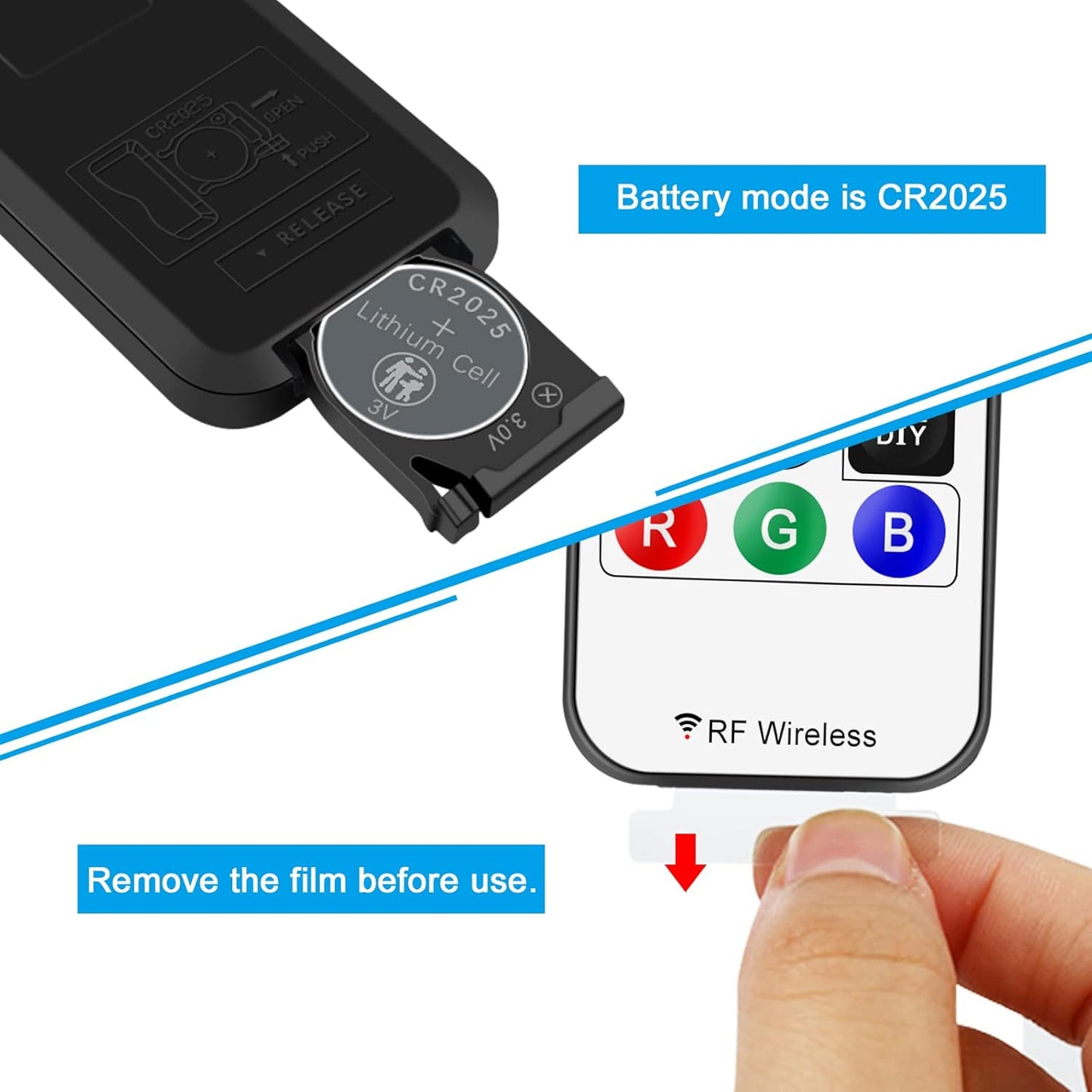 RGBZONE WS2812B RF LED Controller, 3-PIN Mini LED Strip Lights Controller, DC 5V/12V/24V for WS2812 WS2811 Dream Color LED Strip Lights(14 Key)