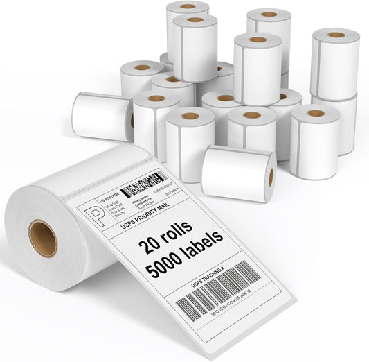 FungLam 4"X6" Thermal Shipping Labels, 5000 Labels, 20 Rolls, Compatible with Rollo, Munbyn, iDPRT Thermal Printers