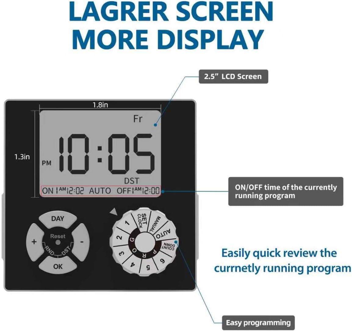 TiFFCOFiO Indoor Mechanical Outlet Timer, 3 Prong Timers for Electrical Outlets, 24-Hour Programmable Plug in Light Timer, ETL Listed (Digital, 1 Pack)