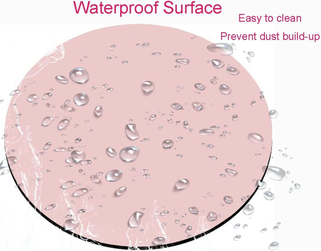 Mouse Pad Pink, Premium-Textured Small Round Pink Mousepad 7.9 x 7.9 Inch, Anti-Slip Waterproof Rubber Mouse Mat, Pretty Cute Mouse Pad for Office Gaming Laptop Women