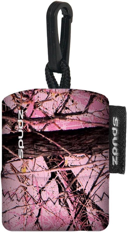 SPUDZ Ultra Microfiber Lens Cleaner – Closable Pouch, Clip-On, Washable – for Optics, Scopes, Glasses | Pink Camo, 6 x 6 Inch