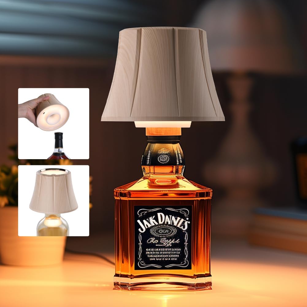 WILIT Wireless Bottle Lamp Shades for Table Lamps, 3 Level Brightness Bottle Lights for Liquor Bottles Topper, Led Bar Table Lamp, Home Bar Decor, Room Decor Accessories, Gifts for Men Women