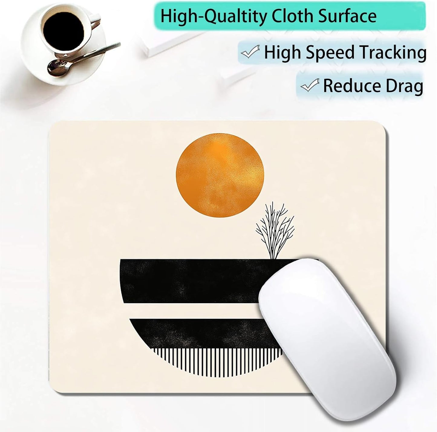Aesthetic Art Magic Boho Custom Mouse Pad with Non-Slip Rubber, Small Square Design for Wireless Laptop & Computer Mouse Pads for Desk, 9.5 x 7.9 inch Smooth Surface for Gaming & Office