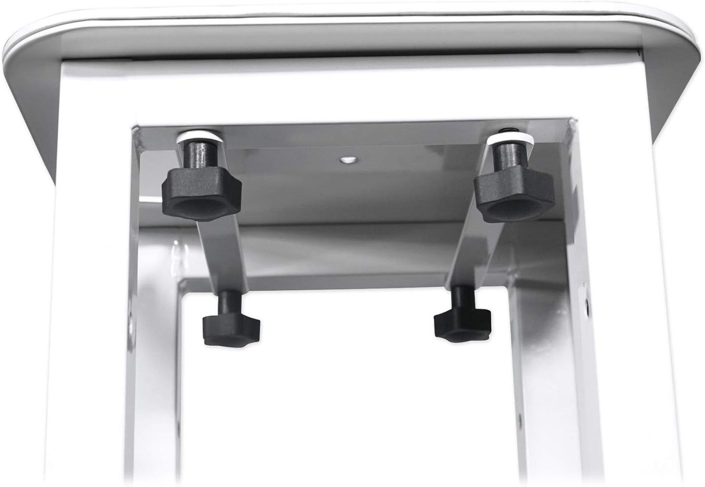 Rockville RTP82W 8 ft Adjustable Totem Light Stand, White & Black Scrims, Carry Bags, 35mm Speaker Adapter, Steel, Portable for DJs & Event Lighting