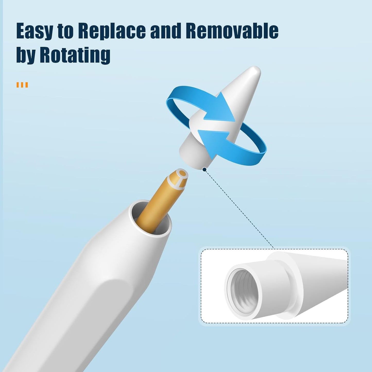 Upgraded Replacement Tips for Apple Pencil Pro/1st Gen/2nd Gen/USB-C, Metal Pen Nibs Accessories for Apple iPad Pencil - (6 Pack)