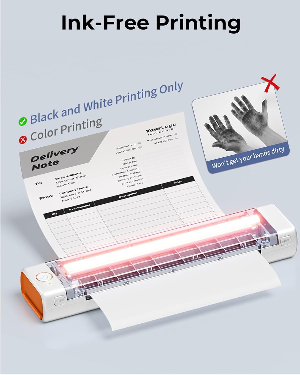 Phomemo Portable Printers Wireless for Travel, M08F Thermal Bluetooth Printer Support for 8.5"x11" US Letter, Small Inkless Printer Compatible with iOS, Android, Laptop for Car, Office, Home