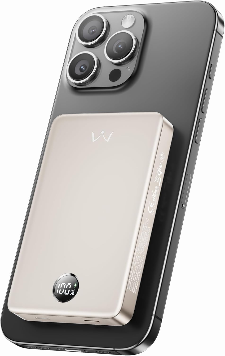 iWALK Magnetic Portable Charger, Qi2 Certified 15W Magnetic Power Bank with LED Display, 30W PD Fast Charging, 10,000mAh Battery Pack, Ergonomic Design, for iPhone 16/15/14/13/12 Series