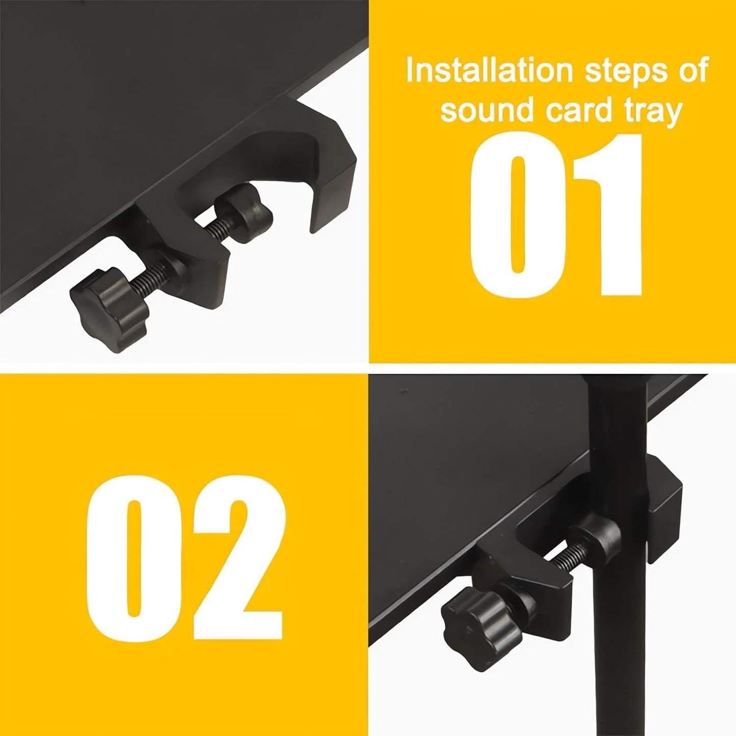 RTNLIT Microphone Stand Tray, Clamp On Firm Rack Tray Holder with 4.5 Pound Weight Capacity Adjustable Mic Stand Shelf for Live Streaming, Stage, Music Sheet, Karaoke, Recording, Podcast (7.9" × 5.5")