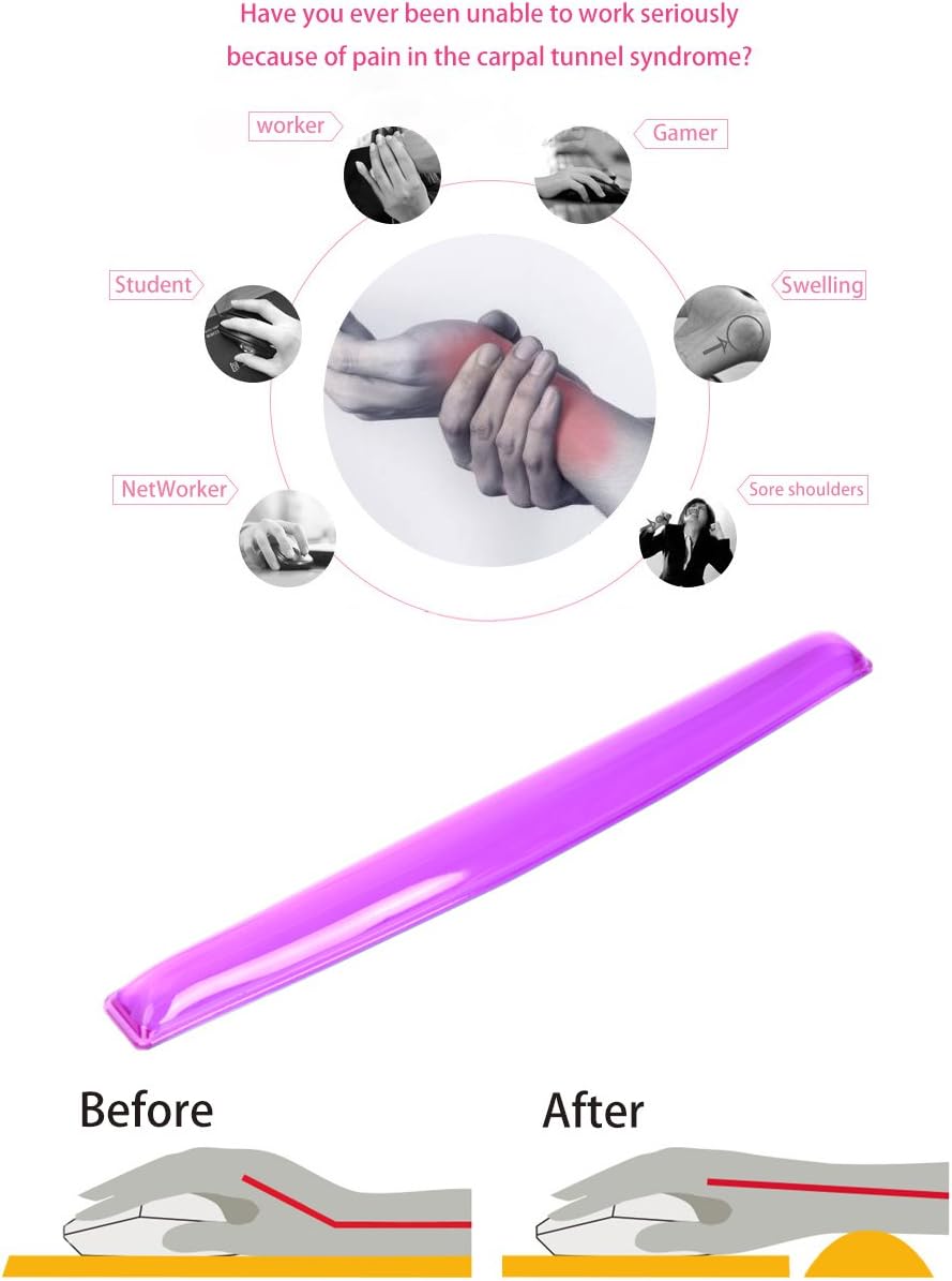 Silicone Gel Keyboard Wrist Rest Set Plus - ABRONDA Keyboard & Mouse Wrist Support Pad Office, Computer, Laptop, Mac - Durable, Comfortable and Pain Relief- Purple Set