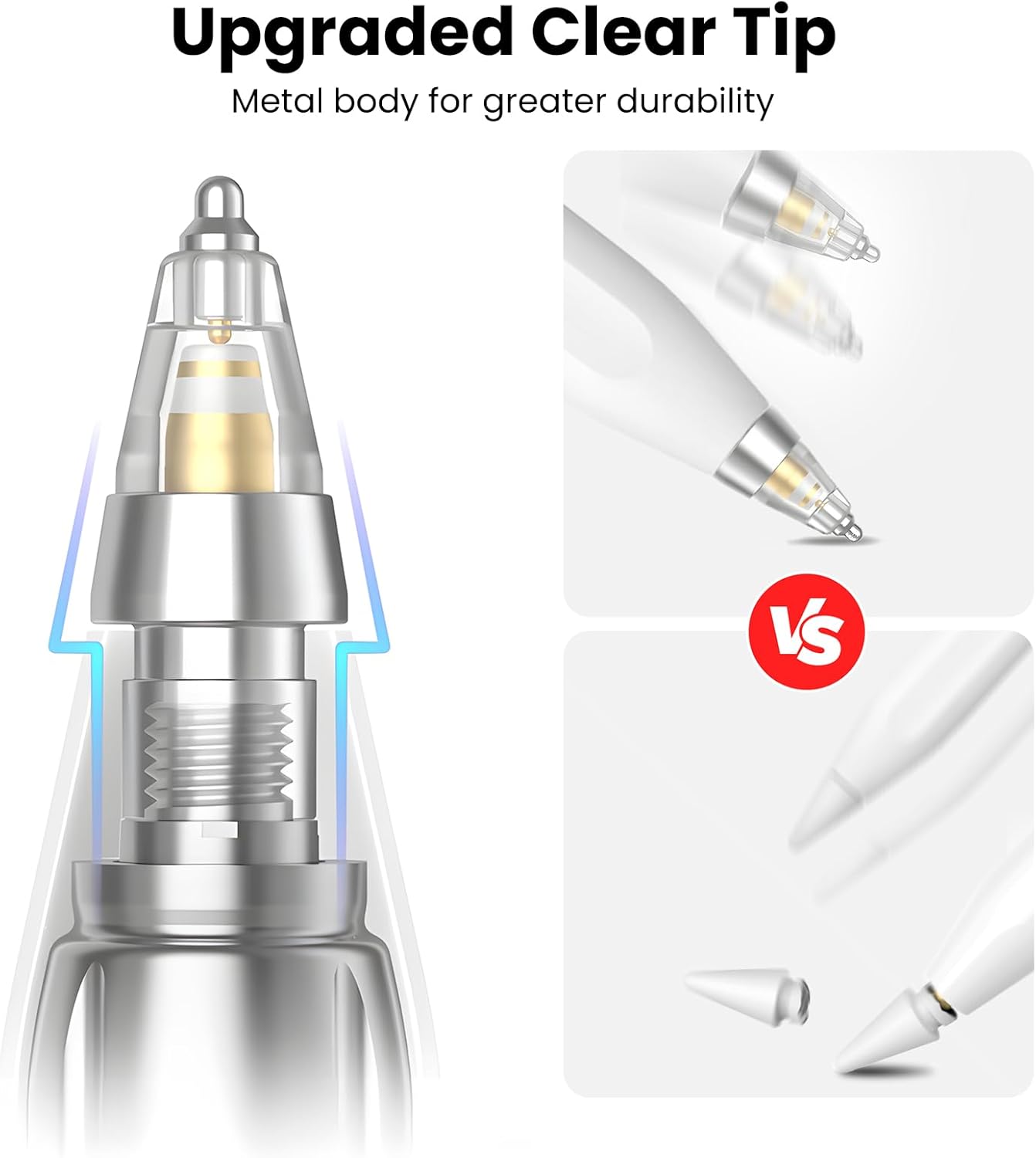 Delidigi 4 Packs Replacement Tips Compatible with Apple Pencil Pro/2nd Generation/1st Gen/USB-C, Metal Body Precise Control Pen Like iPencil Tips Nibs