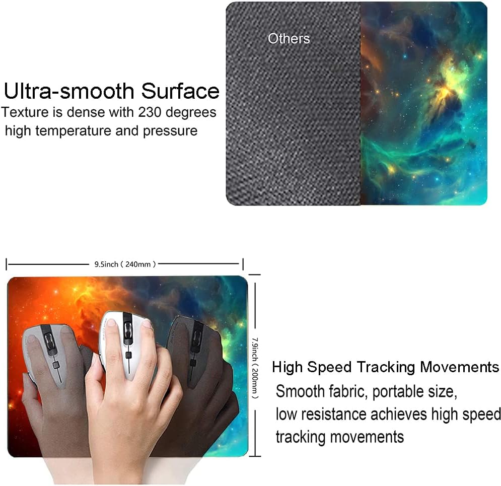 Hokafenle Mouse Pad, Square Personalized Computer Mouse Pads with Galaxy Design, Washable Mouse Mat, Gaming Office Home Non-Slip Rubber Base Mousepad
