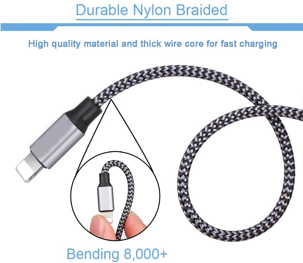 6FT Long iPhone Charger, [2Pack] Dual Port iphone Wall Charger Block Adapter with 6 Foot USB A to Lightning Fast Charging Cable Cord for iPhone 14/13/12/11/Pro Max/Pro/Plus,8 plus/7/6/XS/XR/X/SE, iPad