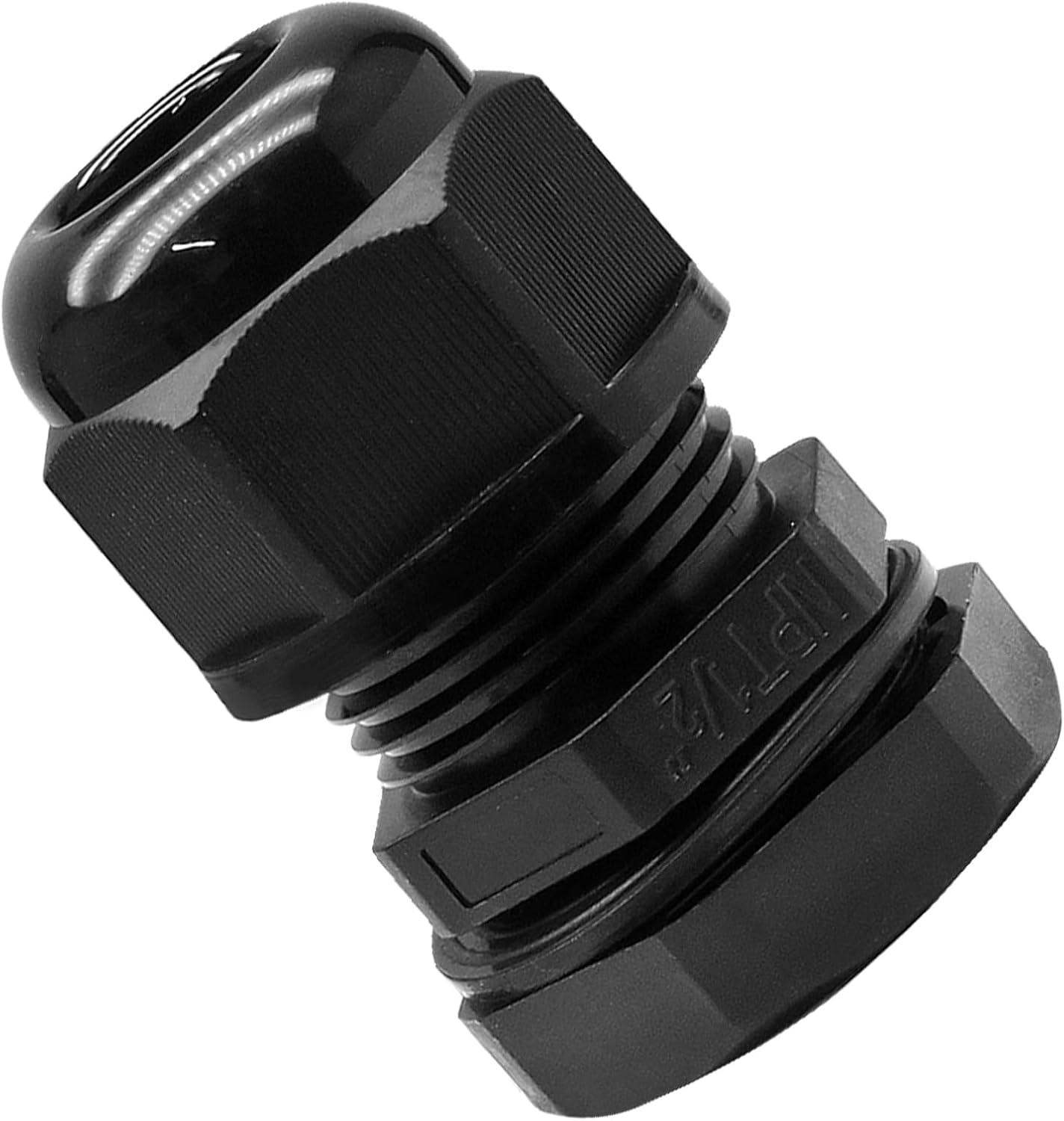 12 Pcs 1/2" NPT Nylon Cable Glands, Black Strain Relief Cable Cord Connector IP68 Waterproof Junction Box Wire Protectors Adjustable for 6-12mm Cable Diameter