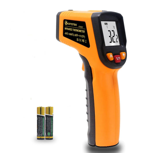 Ketotek Digital Infrared Thermometer Temperature Gun -58°F-1112 °F(-50°C - 600°C) Handheld Non Contact IR Laser Thermometer KT600Y for Cooking Meat Refrigerator Pool Pizza Oven BBQ Food