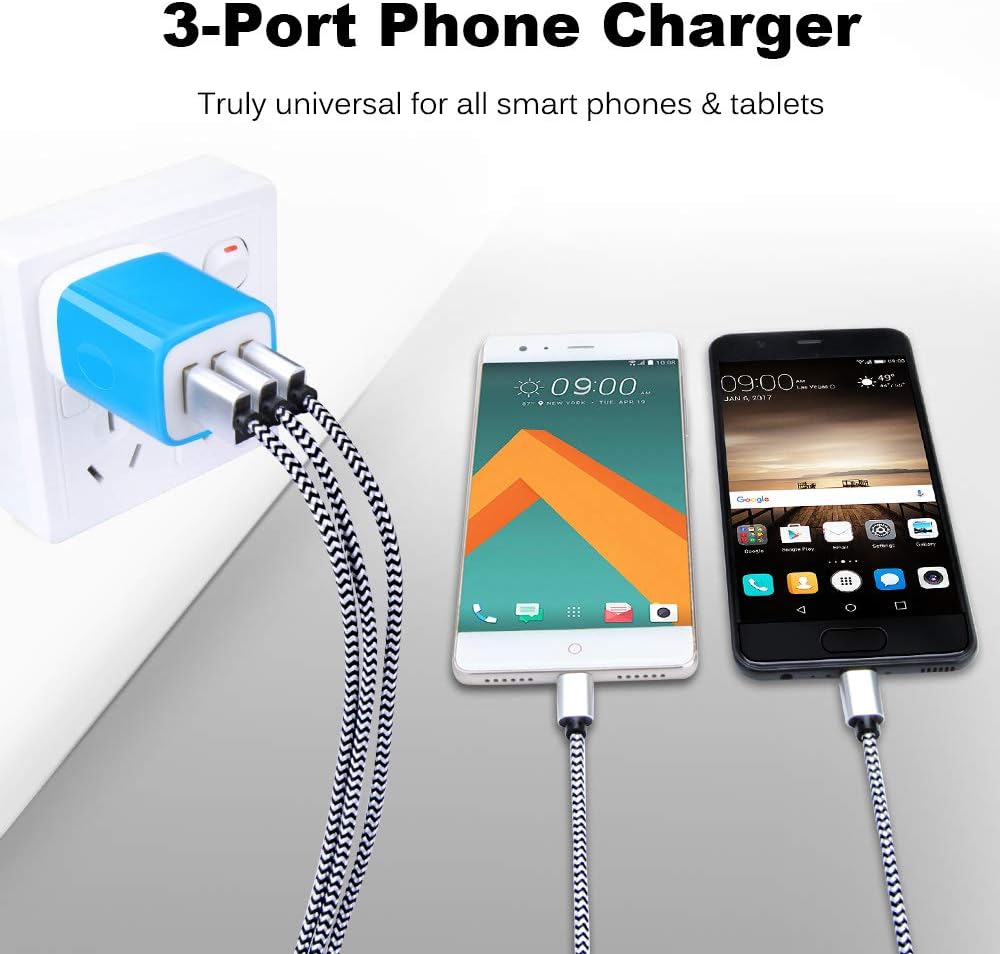 Wall Charger Adapter,USB Cubes,3Pack Universal Travel 3.1A 3 Muti Port Plug Charging Block Compatible with iPhone 16,15,14,13,12,SE 2020,11 Plus,Samsung GalaxyS24,S23,S22,S21 Ultra Plus FE, LG