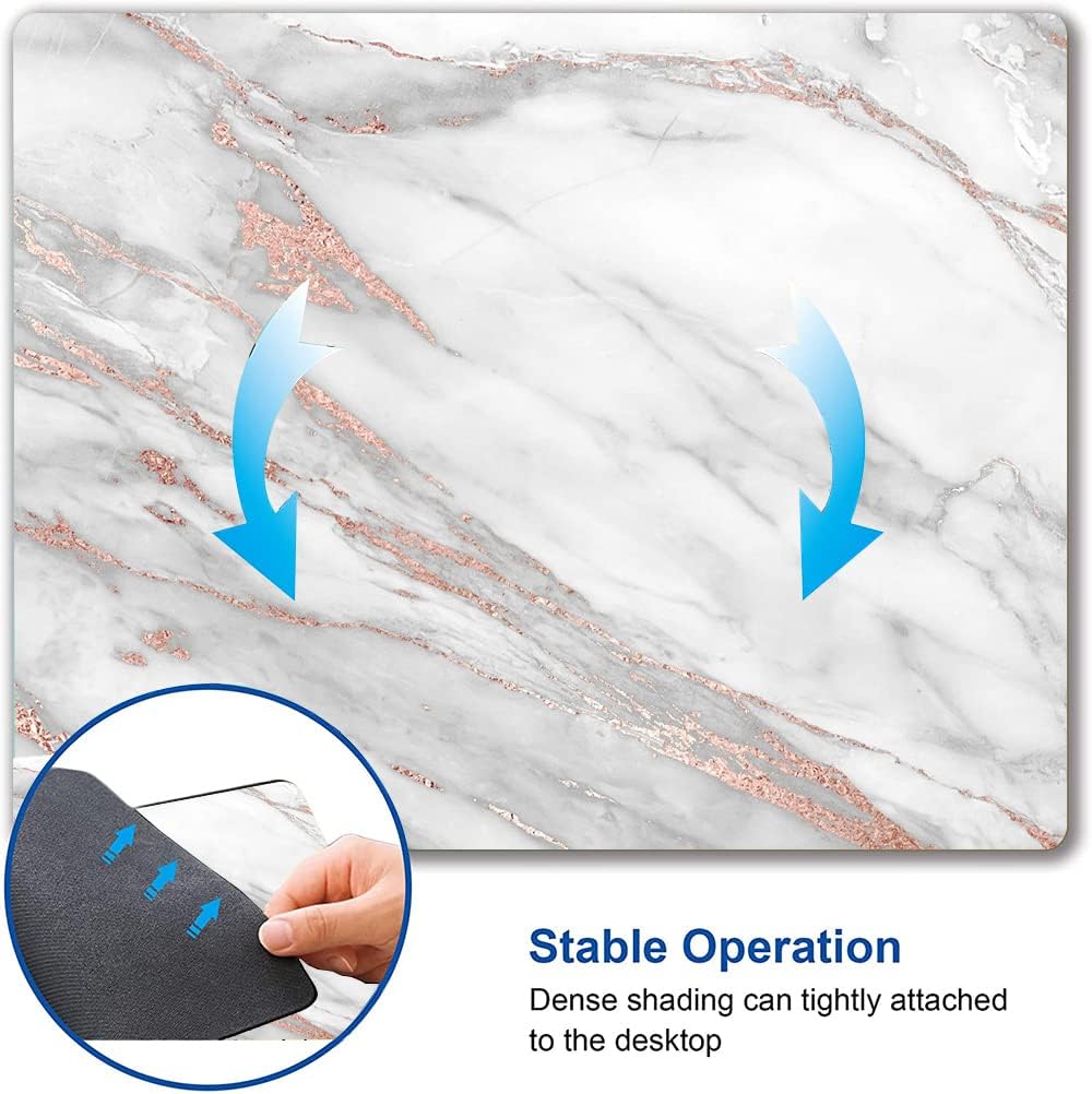 Mouse Pad, Marble Mouse Pad, Premium-Textured Mouse Mat Square Waterproof Non-Slip Rubber Base Computer Mousepads for Office Laptop Desk, Gray Rose Gold Marbling