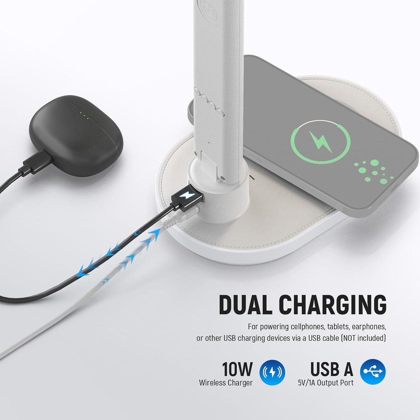 NEEWER Entry Level Version LED Desk Lamp with USB A Output, 3 Modes/5 Brightness Levels/4 RGB Effects/CRI85, LCD for Temp/Date/Time/Alarm, Eye Caring Touch Table Light for Home Office/Reading, N20