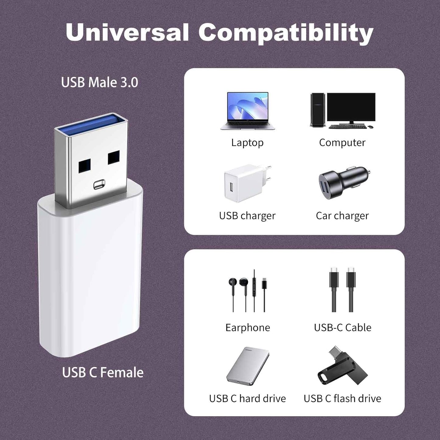 OTG Adapter【4-Pack】 USB-C Female to USB-A Male Adapter USB to USB C Adapter,Compatible with iPhone 16 15 14 13 12, Car, Apple MagSafe Watch Mini Wall Plug,iPad,Galaxy,Pixel 7 6 5,CarPlay etc