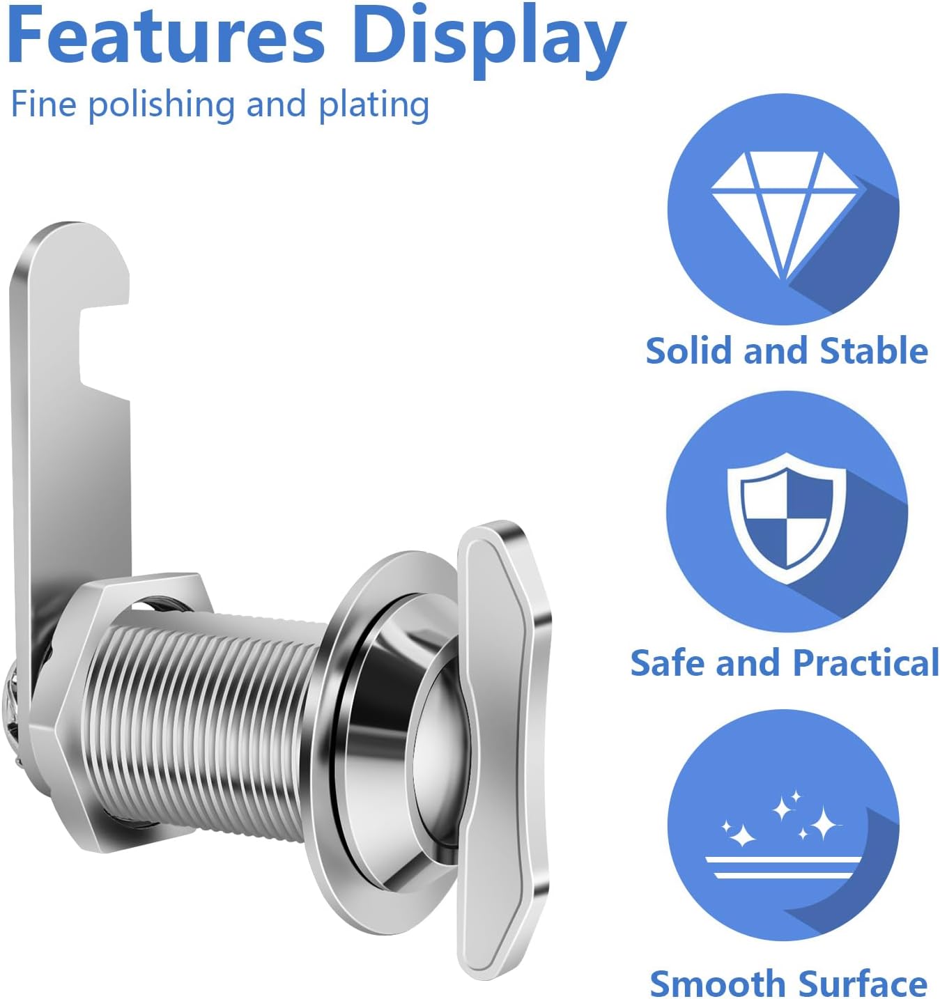 Thumb Operated Offset Cam Lock, 1-1/8” Cylinder Fits on 7/8” Max Door Thickness, Non-Locking Replacement Lock for RV Compartment Camper Storage, Cabinets,Drawers (1-1/8 Inch 3Pack)