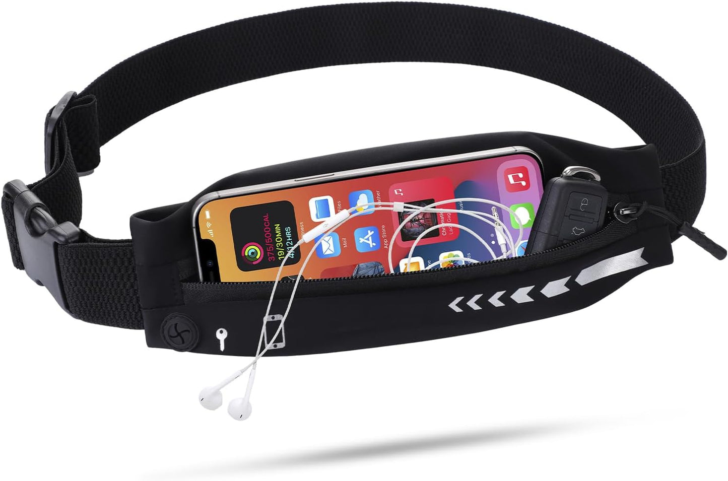 USHAKE Slim Running Belt for Women Men-Runners Phone Holder Fanny Pack, Adjustable, Bounce Free Waist Pouch bag for Workout, Money Belt, Run Gear Accessories Black