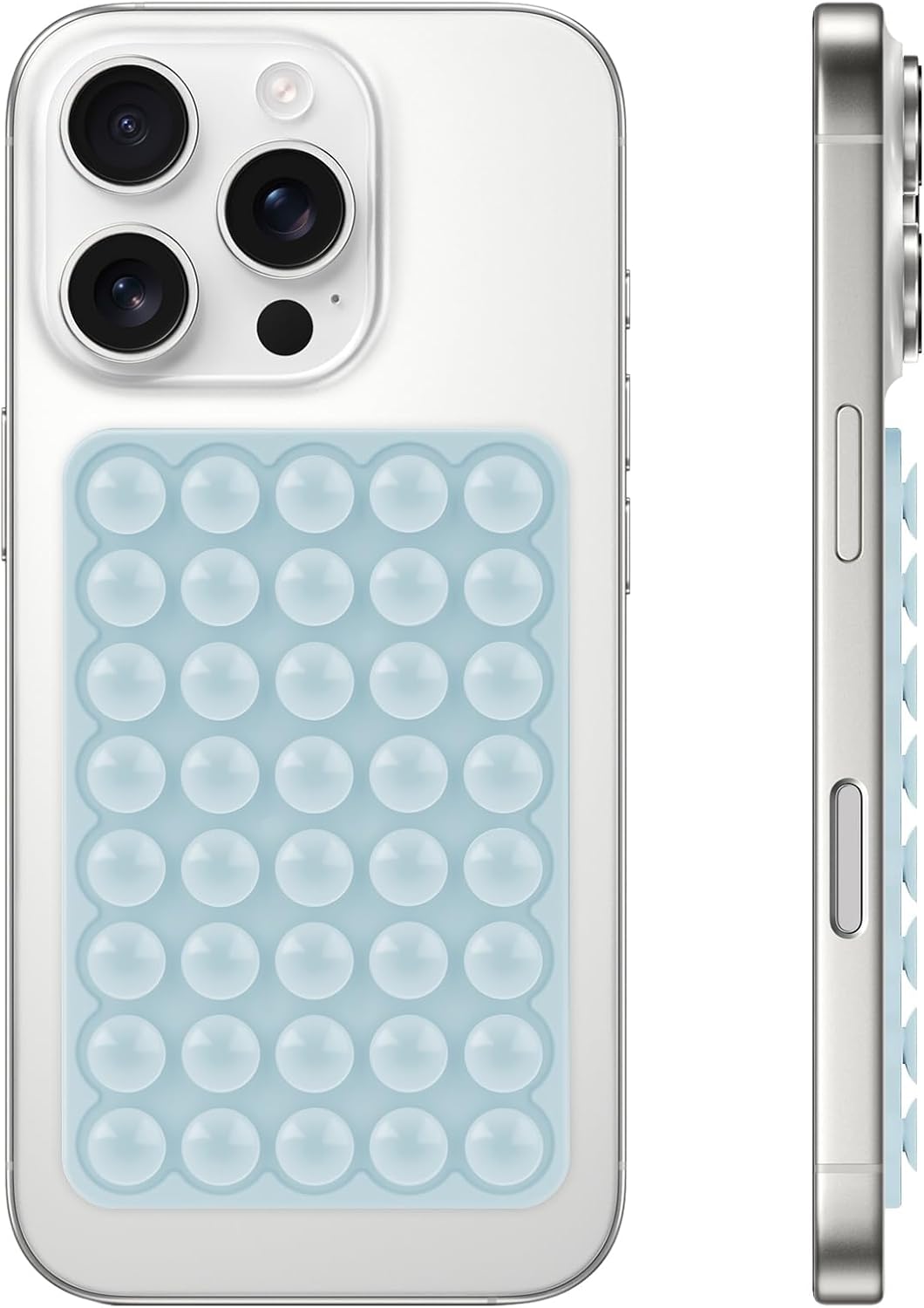 Silicone Suction Phone Case Mount, Non Slip Suction Cup Phone Mount, Phone Accessories Holder for Selfies and Videos, Silicon Adhesive Phone Stand Sticky for Cell Phone Light Blue