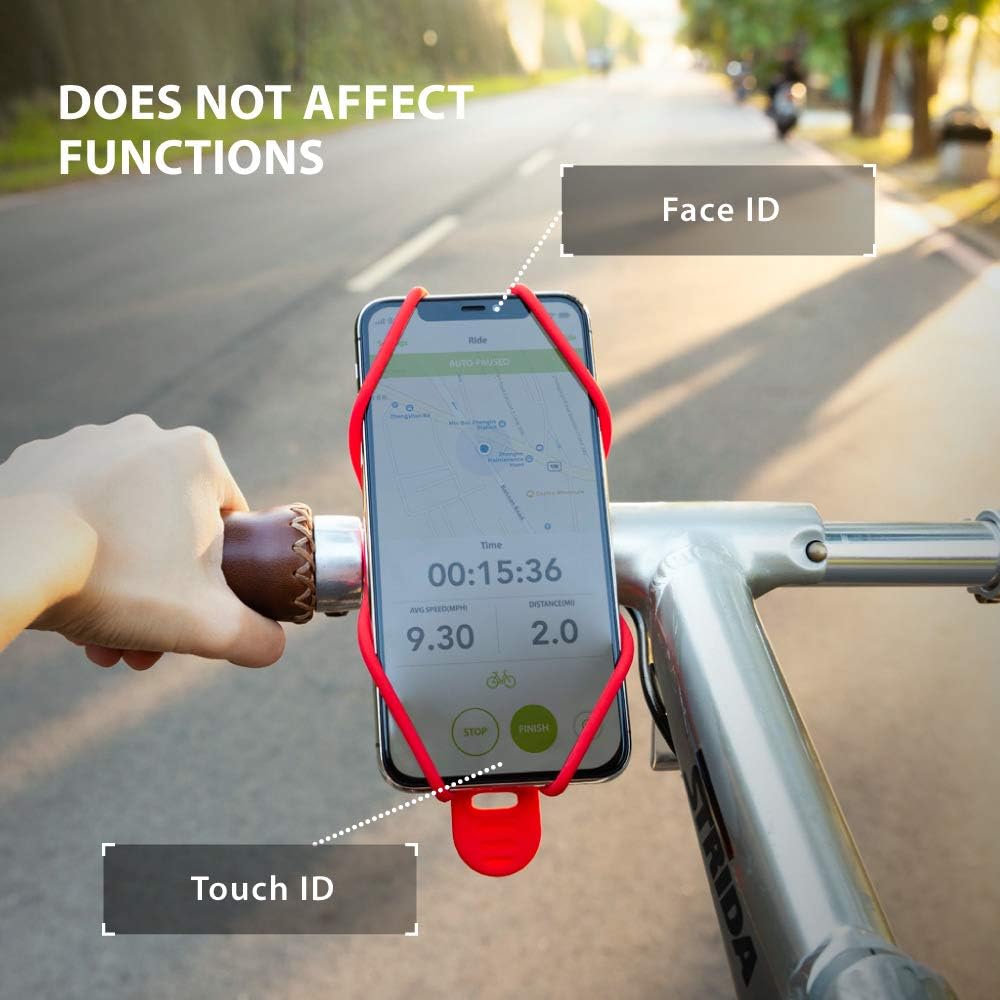 BONE Bike Tie 3, Bike Cell Phone Mount for Handlebar, Scratch-Free Silicone Holder with Anti-Slip Design, Universal Cycling Phone Holder Compatible with Most Smartphones (Black - Handlebar)