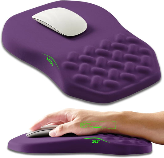 Ergonomic Slope Mouse Pad Wrist Support, Wrist Rest Mousepad for Carpal Tunnel Pain Relief with Massage Bulge and Slow Rebound Memory Foam (12x8 inch, Deep Purple)
