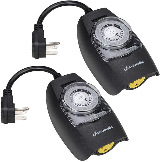 DEWENWILS Outdoor Light Timer Waterproof, 24-Hour Programmable Plug in Timer for Electrical Outlets, Holiday Decorations, String Light,13A 1/2 HP, UL Listed